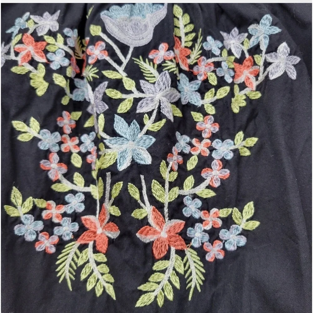 FREE PEOPLE Fleur du Jour Embroidered Off-Shoulder Dress in Black Size Medium - Picture 7 of 8